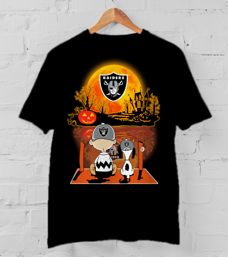 Raiders Halloween Snoopy Charlie Brown Pumpkin Moon T-Shirt