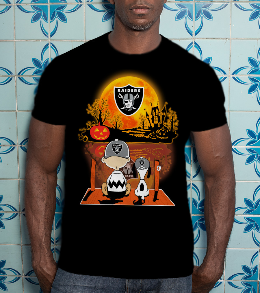 Raiders Halloween Snoopy Charlie Brown Pumpkin Moon T-Shirt