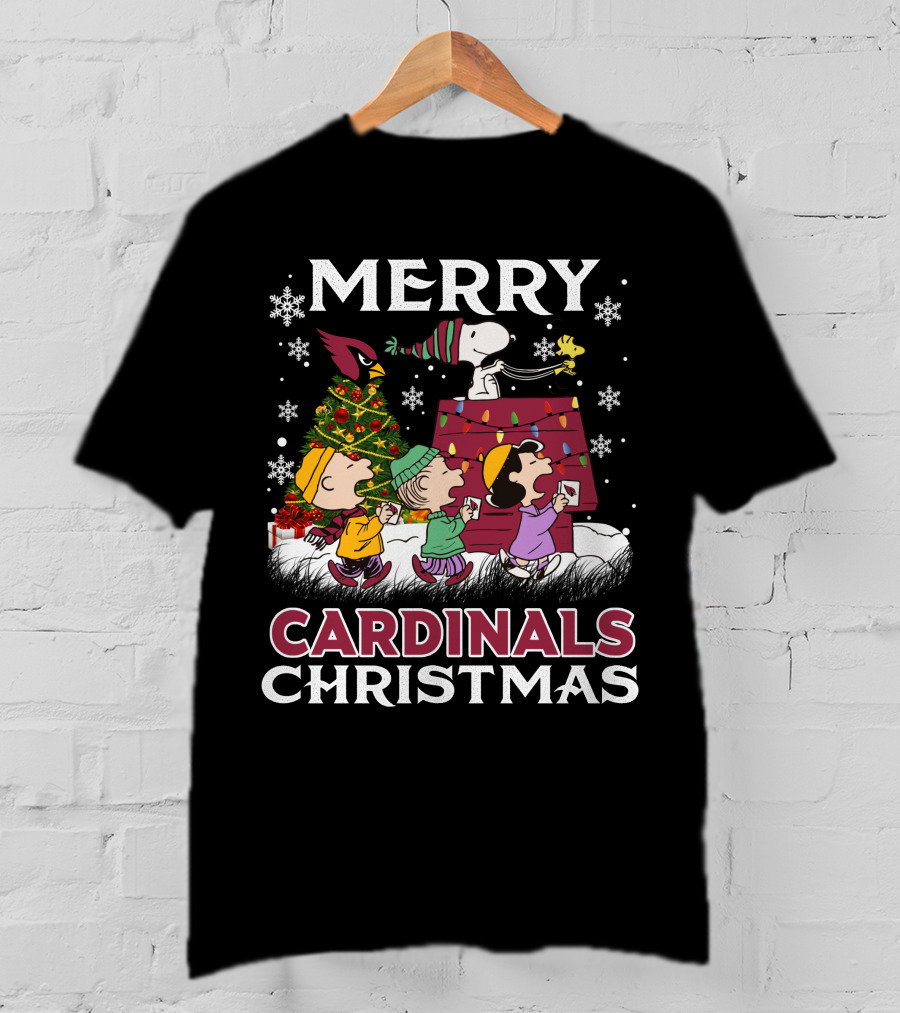Merry Cardinals Christmas Snoopy And Friends Peanuts Holiday T-Shirt