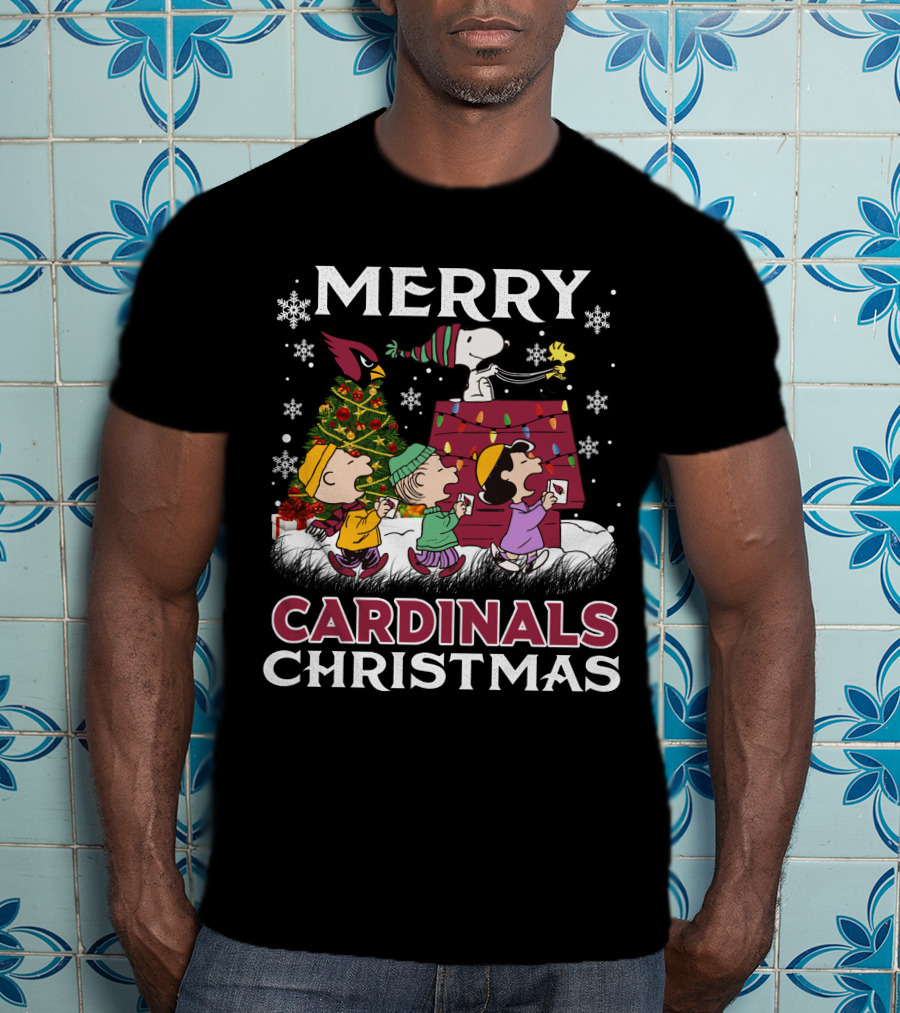 Merry Cardinals Christmas Snoopy And Friends Peanuts Holiday T-Shirt