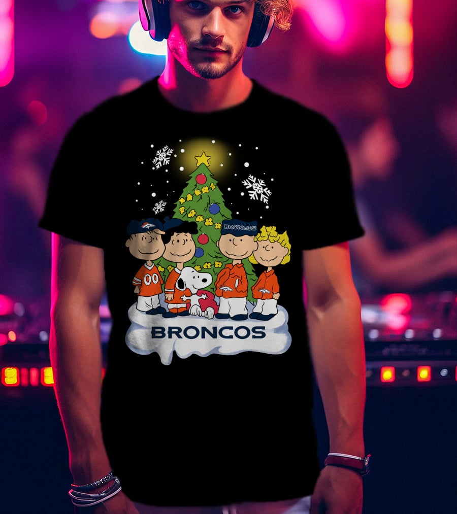 Broncos Christmas Snoopy And Peanuts Characters Holiday T-Shirt