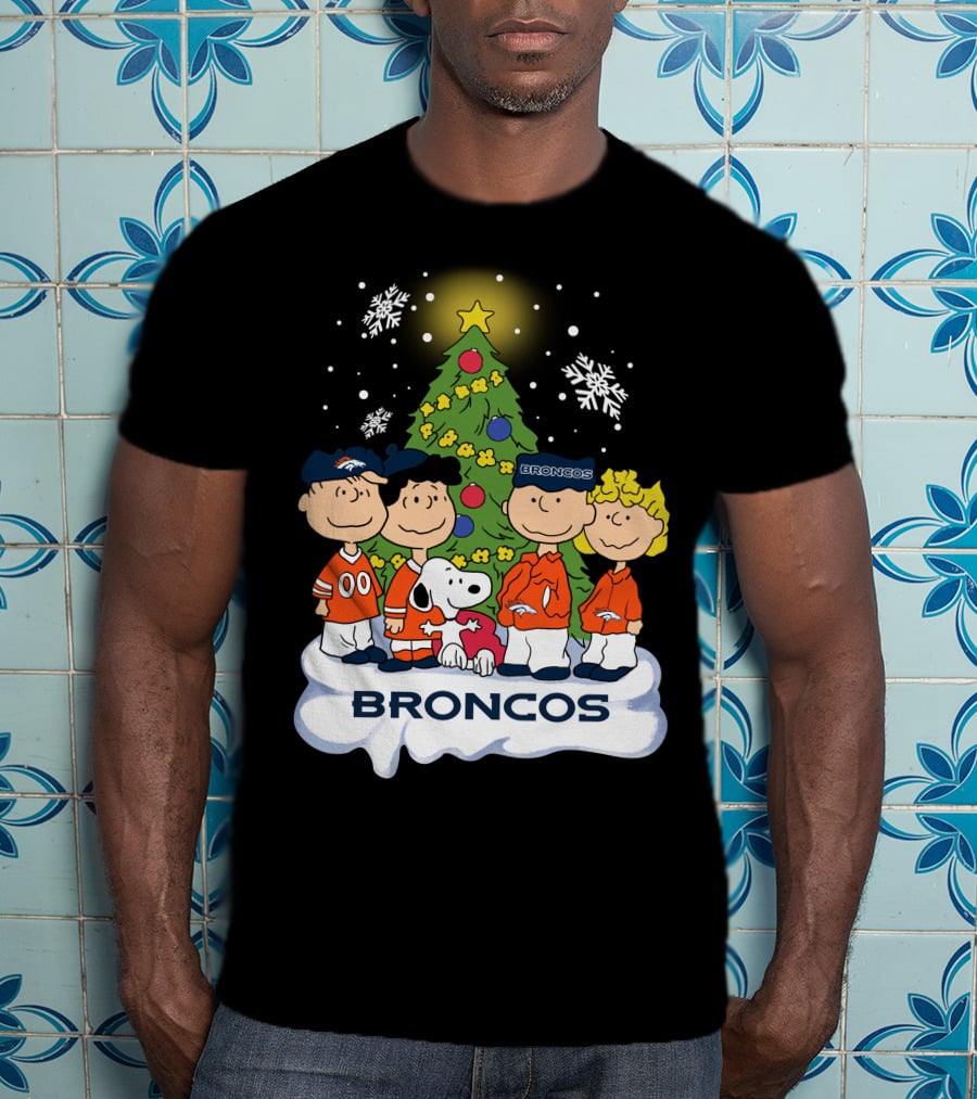 Broncos Christmas Snoopy And Peanuts Characters Holiday T-Shirt