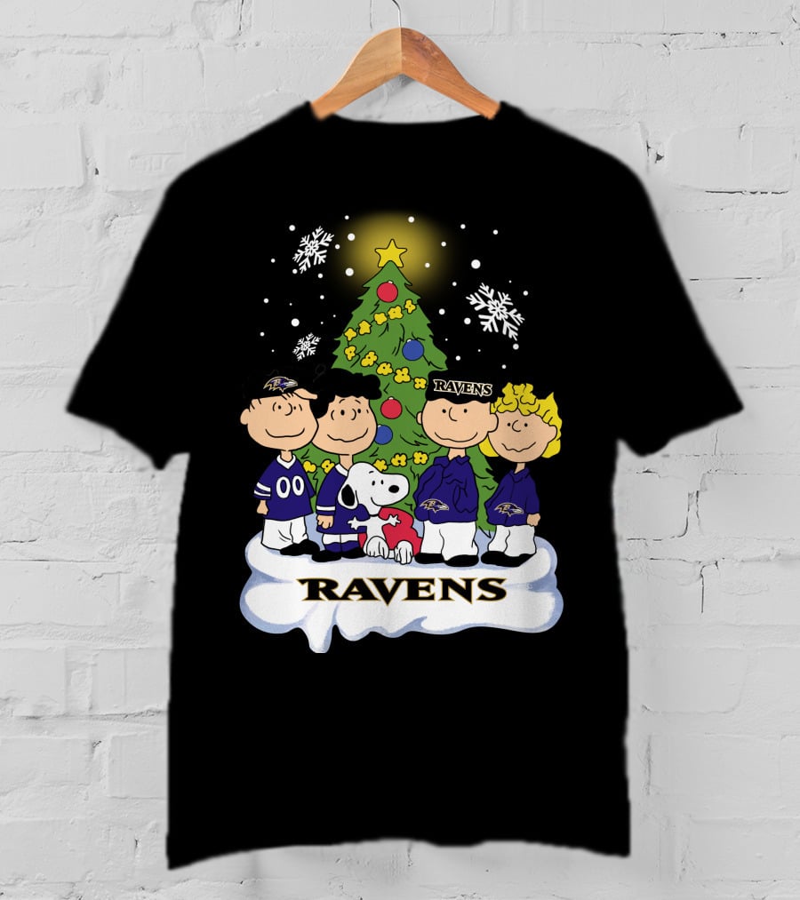 Snoopy Christmas Baltimore Ravens Charlie Brown Characters T-Shirt