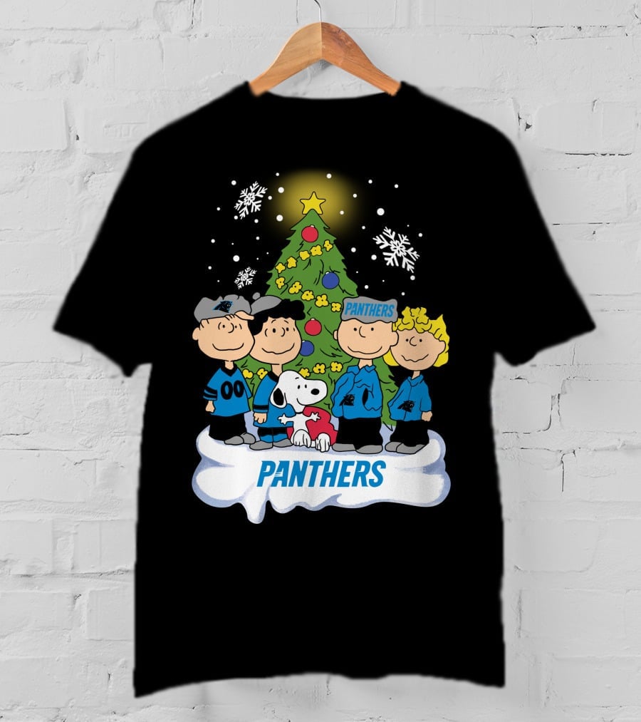 Panthers Snoopy Christmas Peanuts Characters T-Shirt
