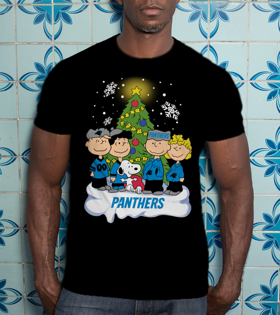 Panthers Snoopy Christmas Peanuts Characters T-Shirt