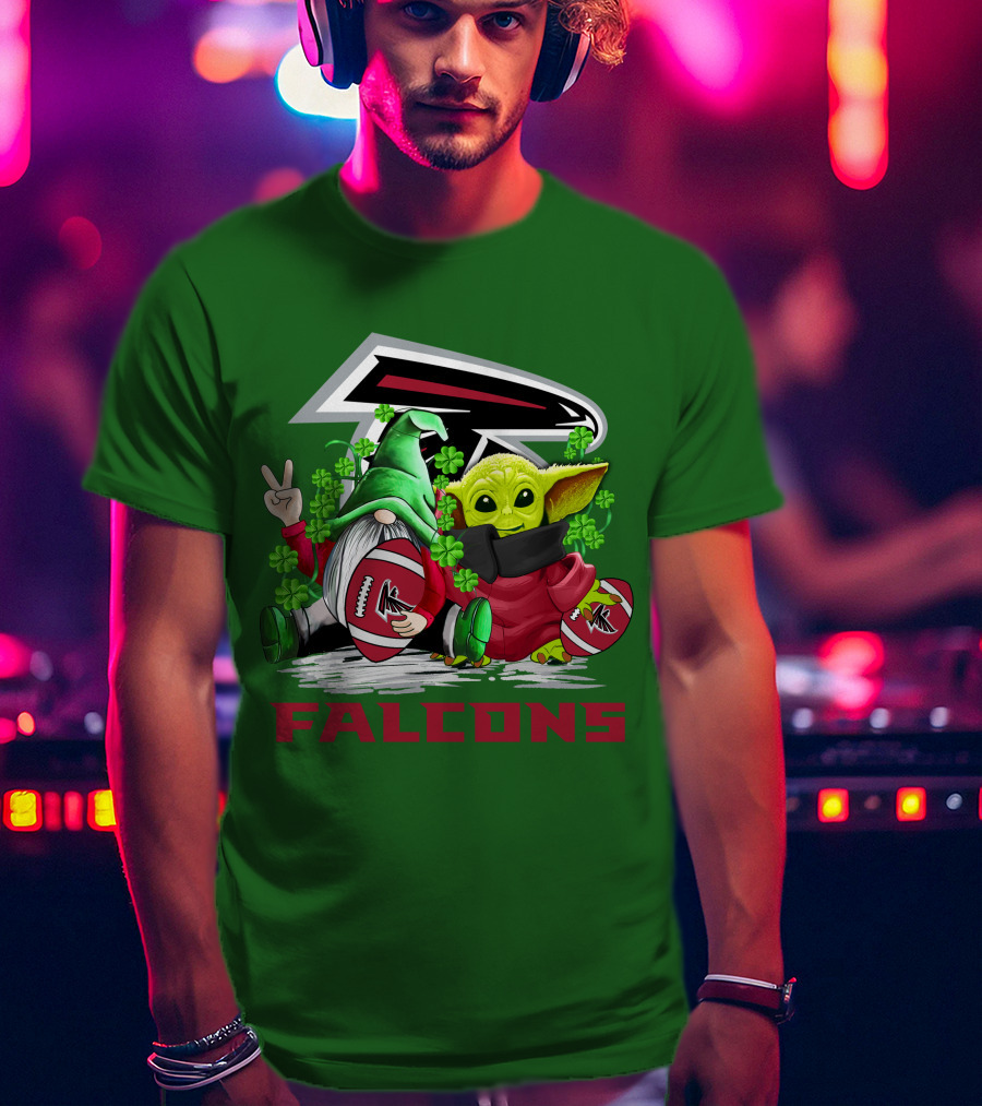 Atlanta Falcons St. Patrick's Day Football Gnome And Baby Alien T-Shirt