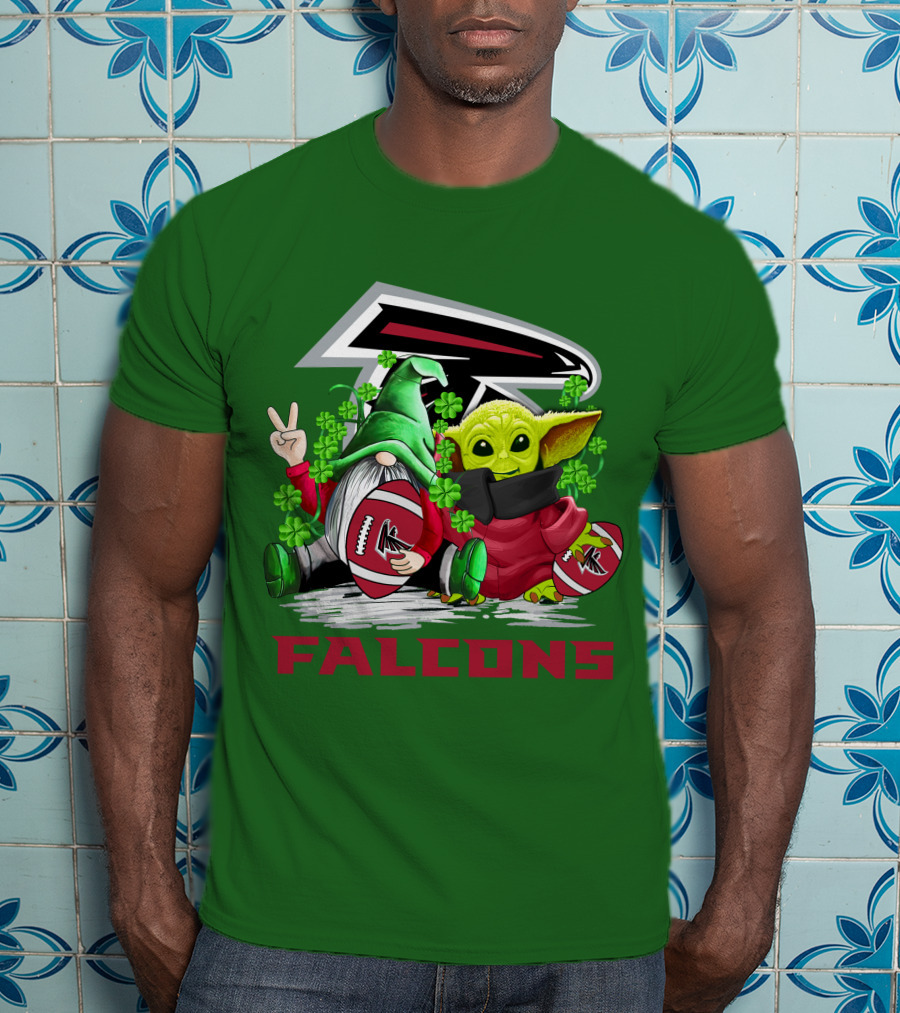 Atlanta Falcons St. Patrick's Day Football Gnome And Baby Alien T-Shirt