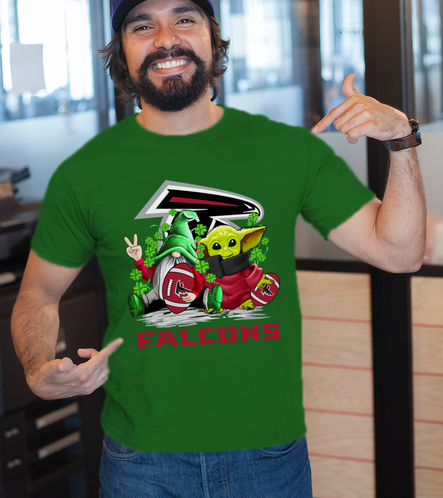 Atlanta Falcons St. Patrick's Day Football Gnome And Baby Alien T-Shirt