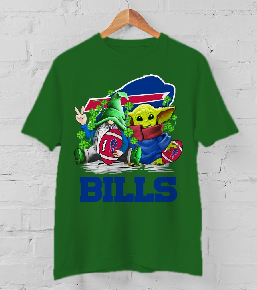 Buffalo Bills St. Patrick's Day Football With Green Gnome And Child Figure T-Shirt