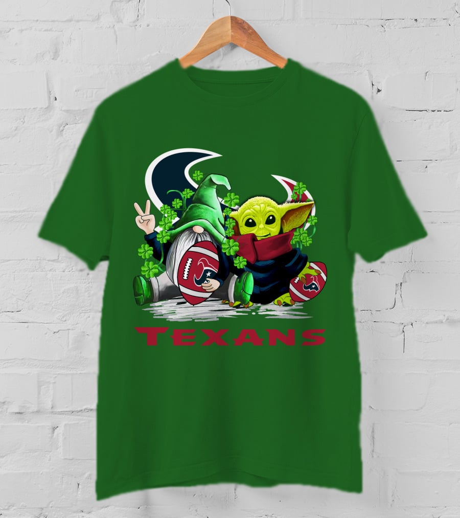 Houston Texans Football Patrick’s Day Clover Gnome And Alien T-Shirt
