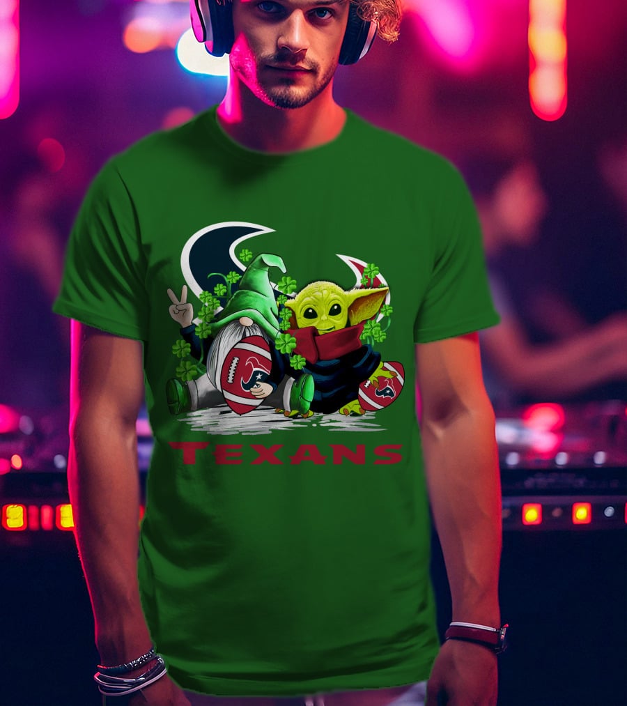 Houston Texans Football Patrick’s Day Clover Gnome And Alien T-Shirt