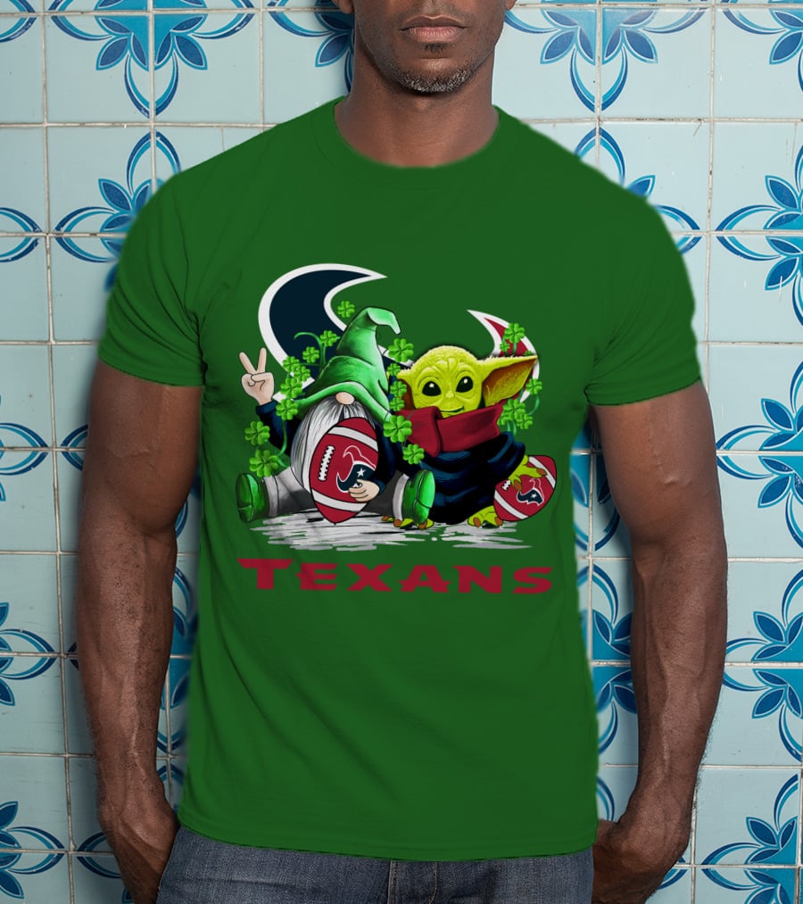 Houston Texans Football Patrick’s Day Clover Gnome And Alien T-Shirt