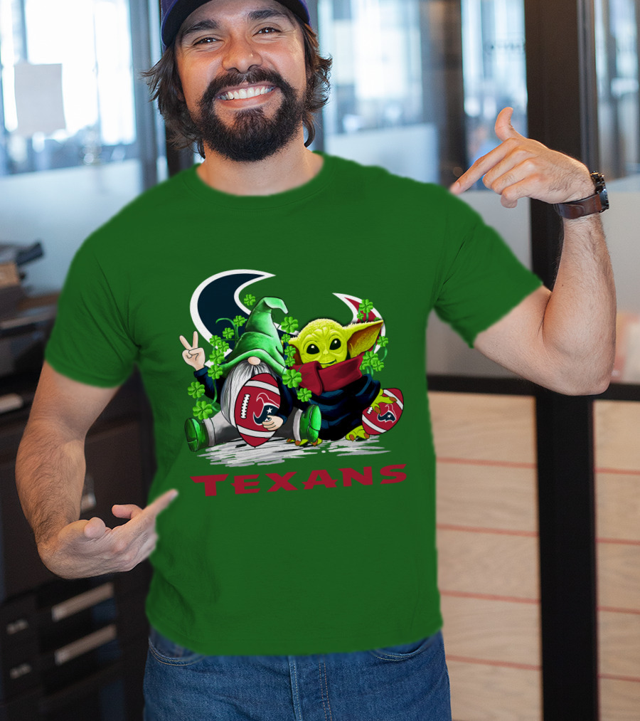 Houston Texans Football Patrick’s Day Clover Gnome And Alien T-Shirt