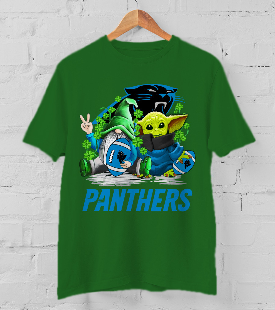 Panthers St. Patrick’s Day Football Gnome And Baby Alien T-Shirt