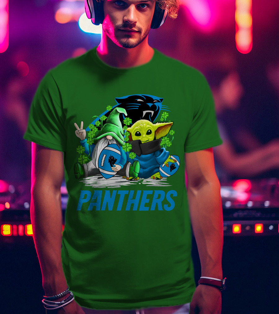Panthers St. Patrick’s Day Football Gnome And Baby Alien T-Shirt