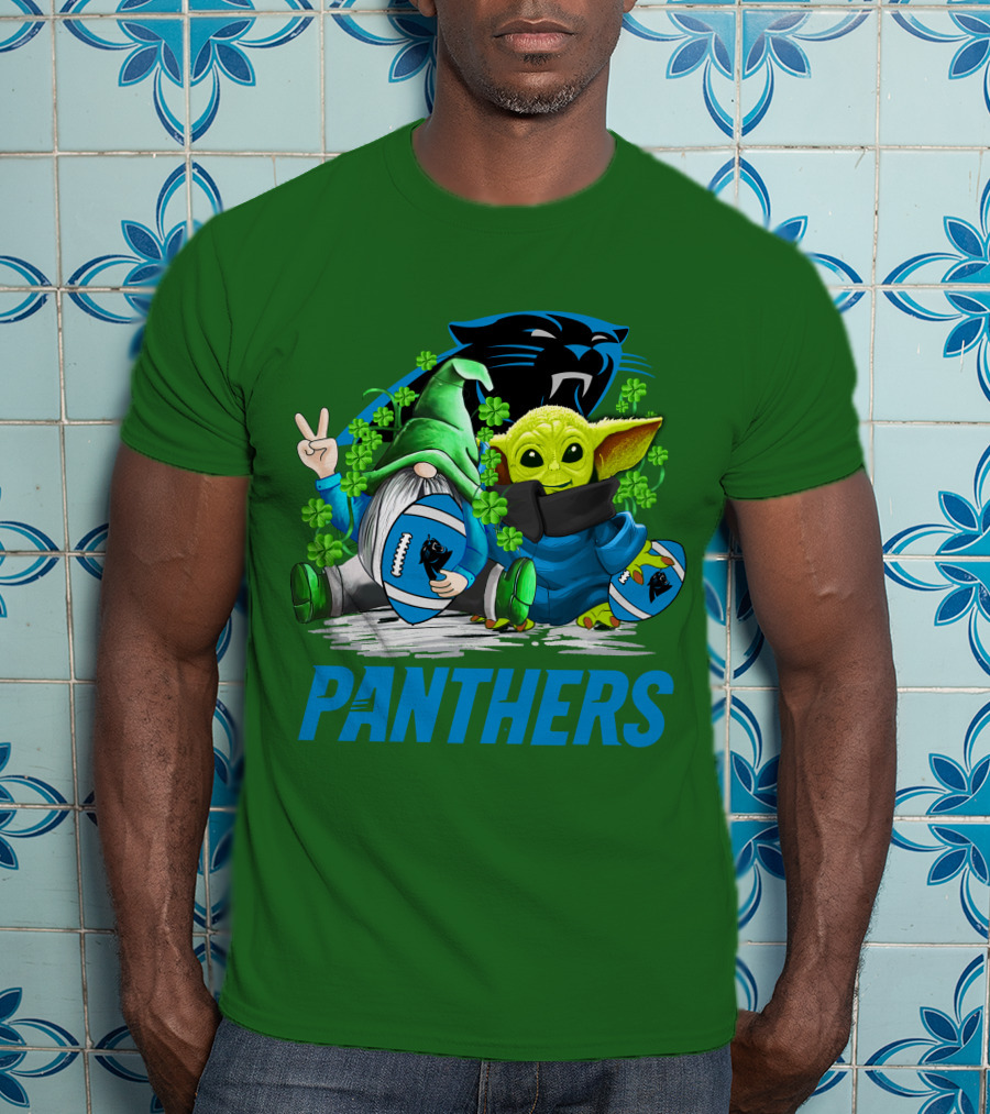 Panthers St. Patrick’s Day Football Gnome And Baby Alien T-Shirt