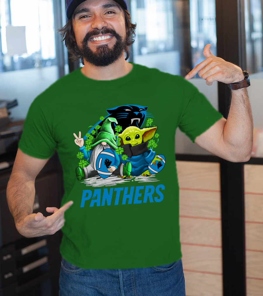 Panthers St. Patrick’s Day Football Gnome And Baby Alien T-Shirt