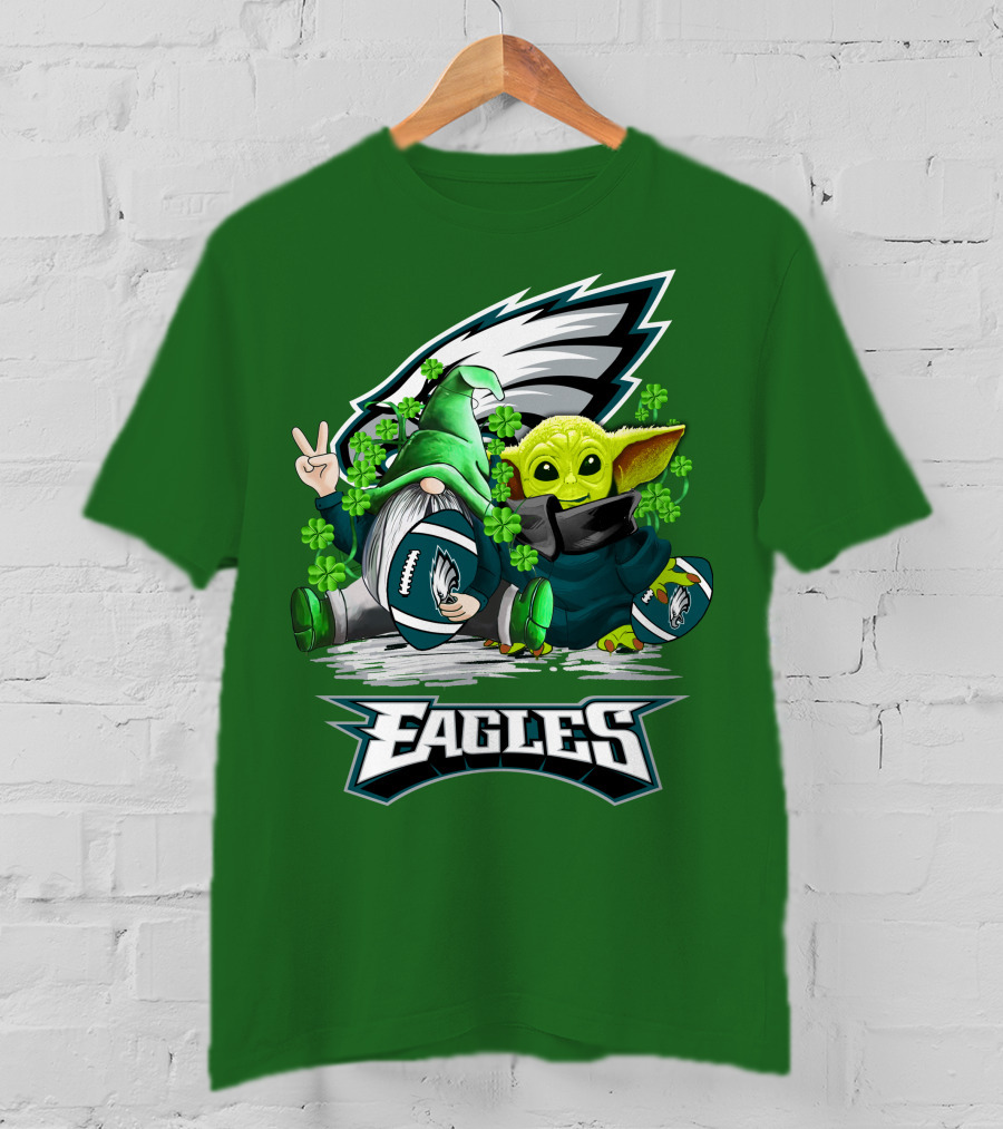 Philadelphia Eagles St. Patrick’s Day Football With Gnome And Baby Alien T-Shirt
