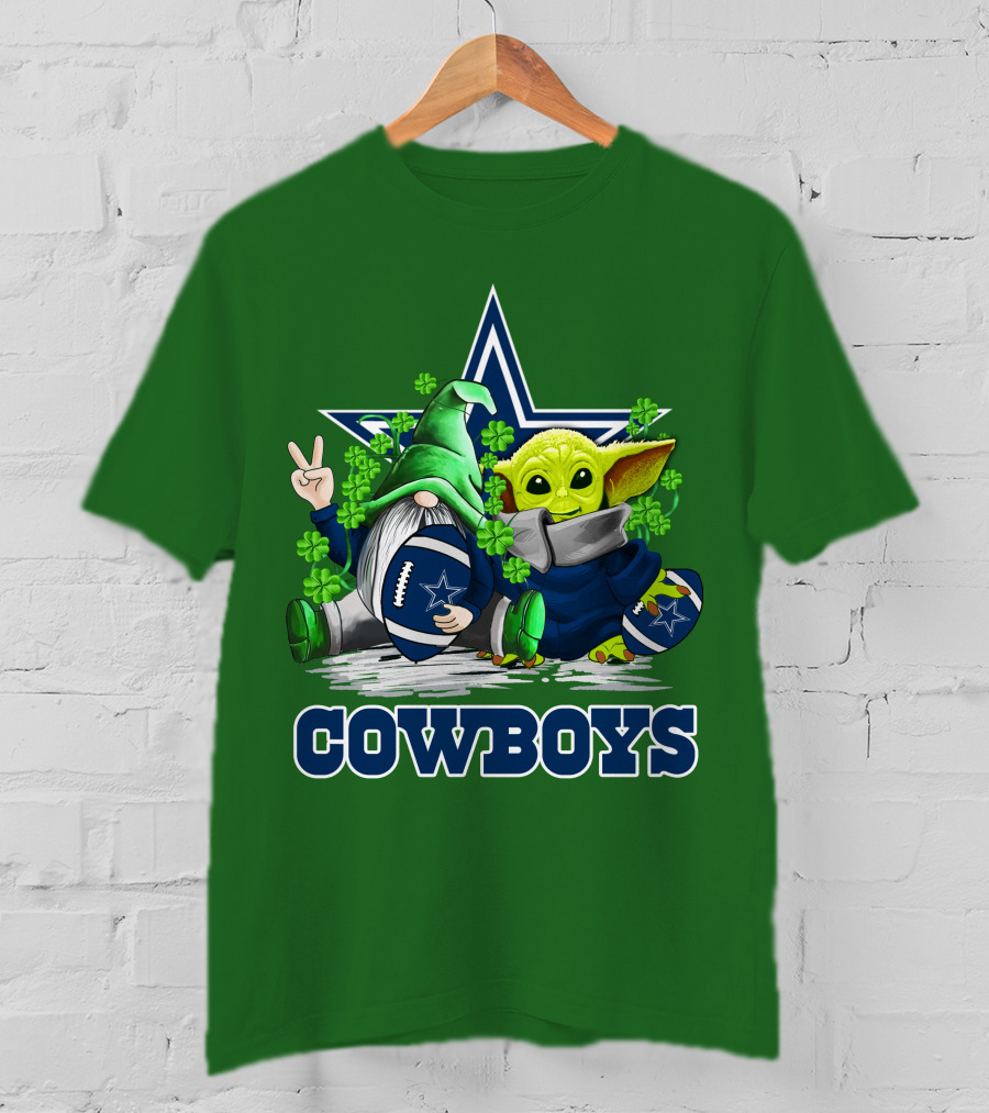 Cowboys Gnome Baby Yoda Football St. Patrick's Day T-Shirt