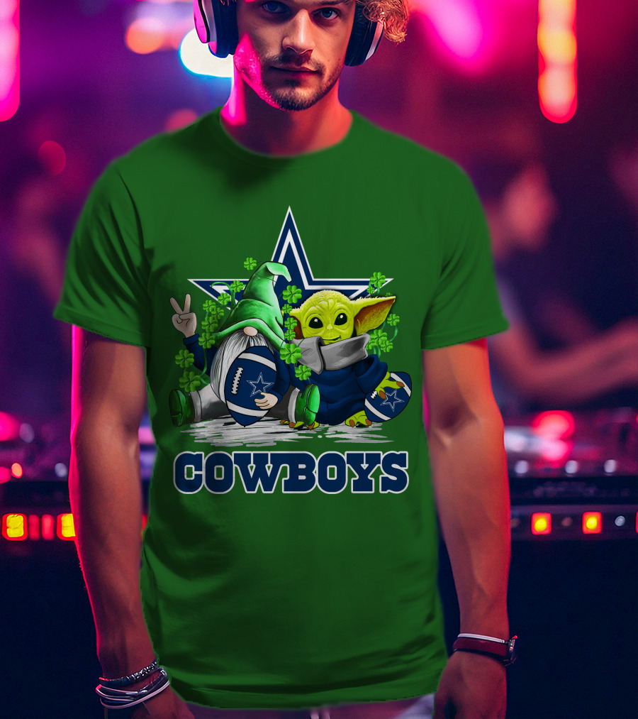 Cowboys Gnome Baby Yoda Football St. Patrick's Day T-Shirt