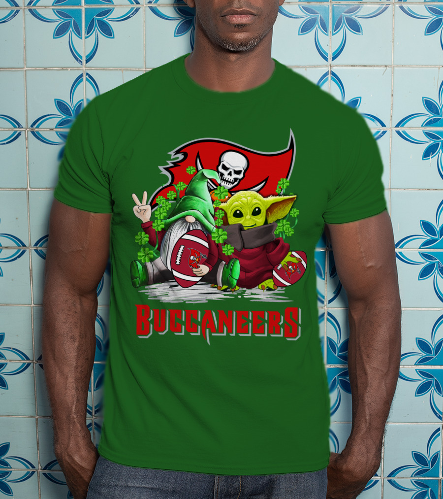 Buccaneers St. Patrick's Day With Gnome And Baby Alien Football T-Shirt