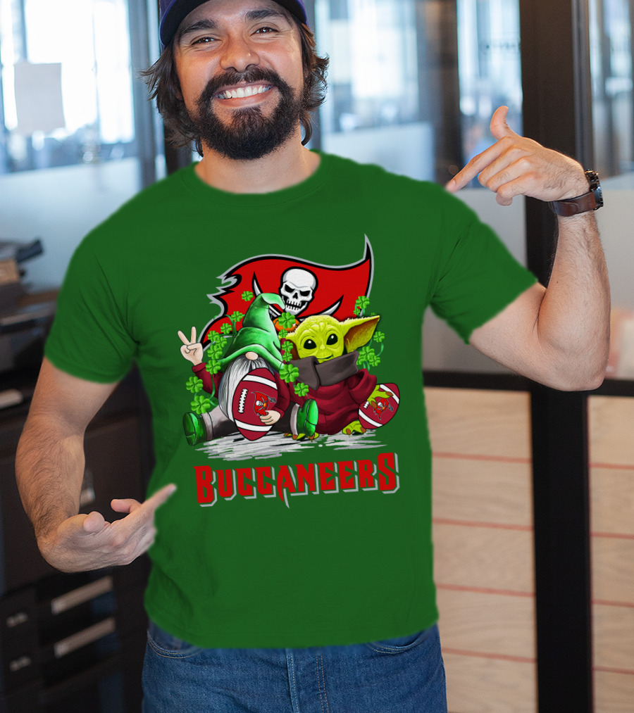 Buccaneers St. Patrick's Day With Gnome And Baby Alien Football T-Shirt