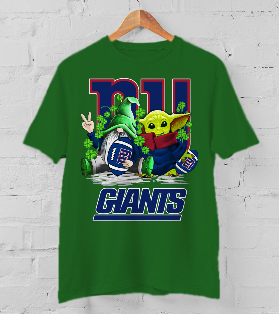 New York Giants Football St. Patrick's Day Gnome And Yoda T-Shirt