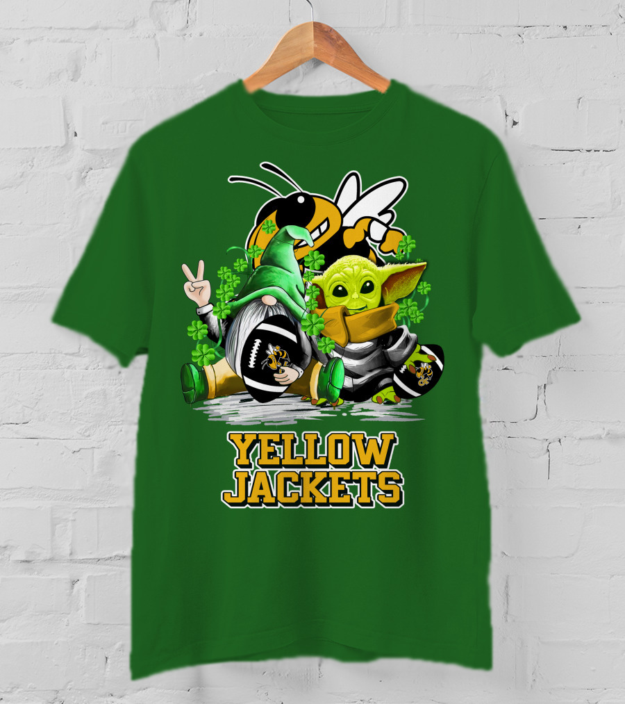 Georgia Tech Yellow Jackets St. Patrick’s Day Football Gnome And Green Baby Character T-Shirt