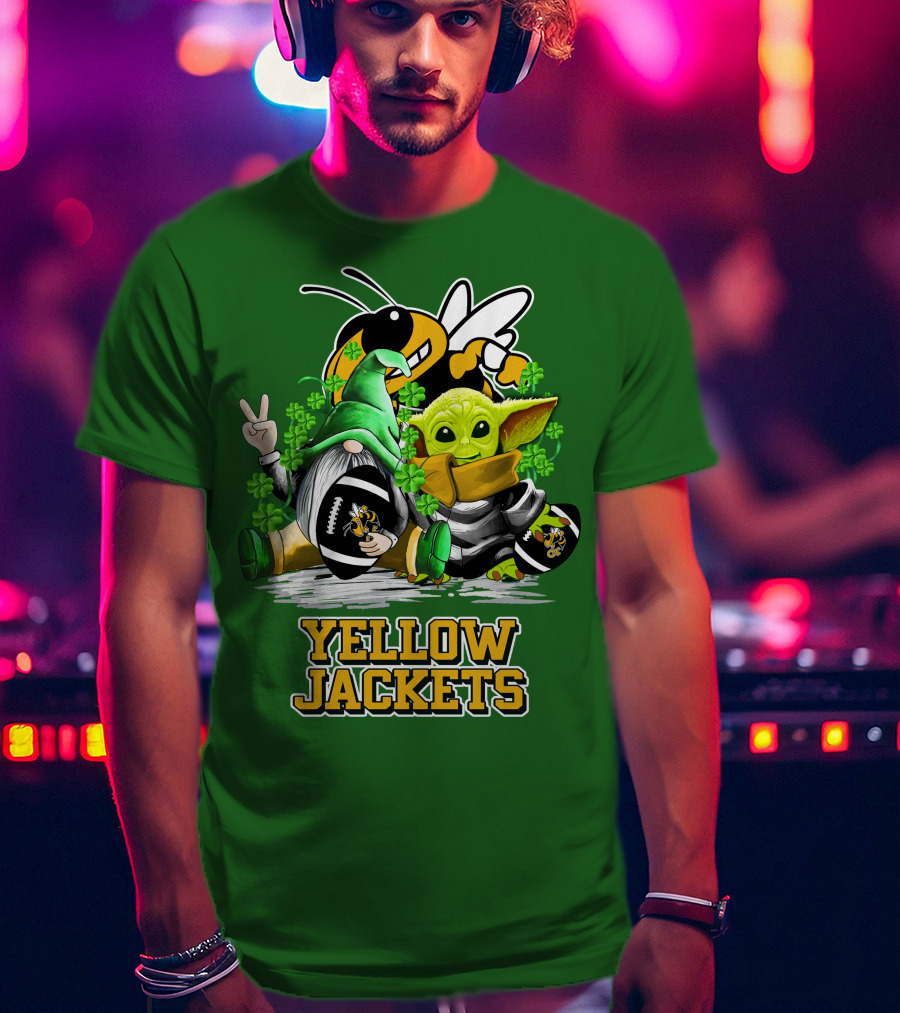 Georgia Tech Yellow Jackets St. Patrick’s Day Football Gnome And Green Baby Character T-Shirt