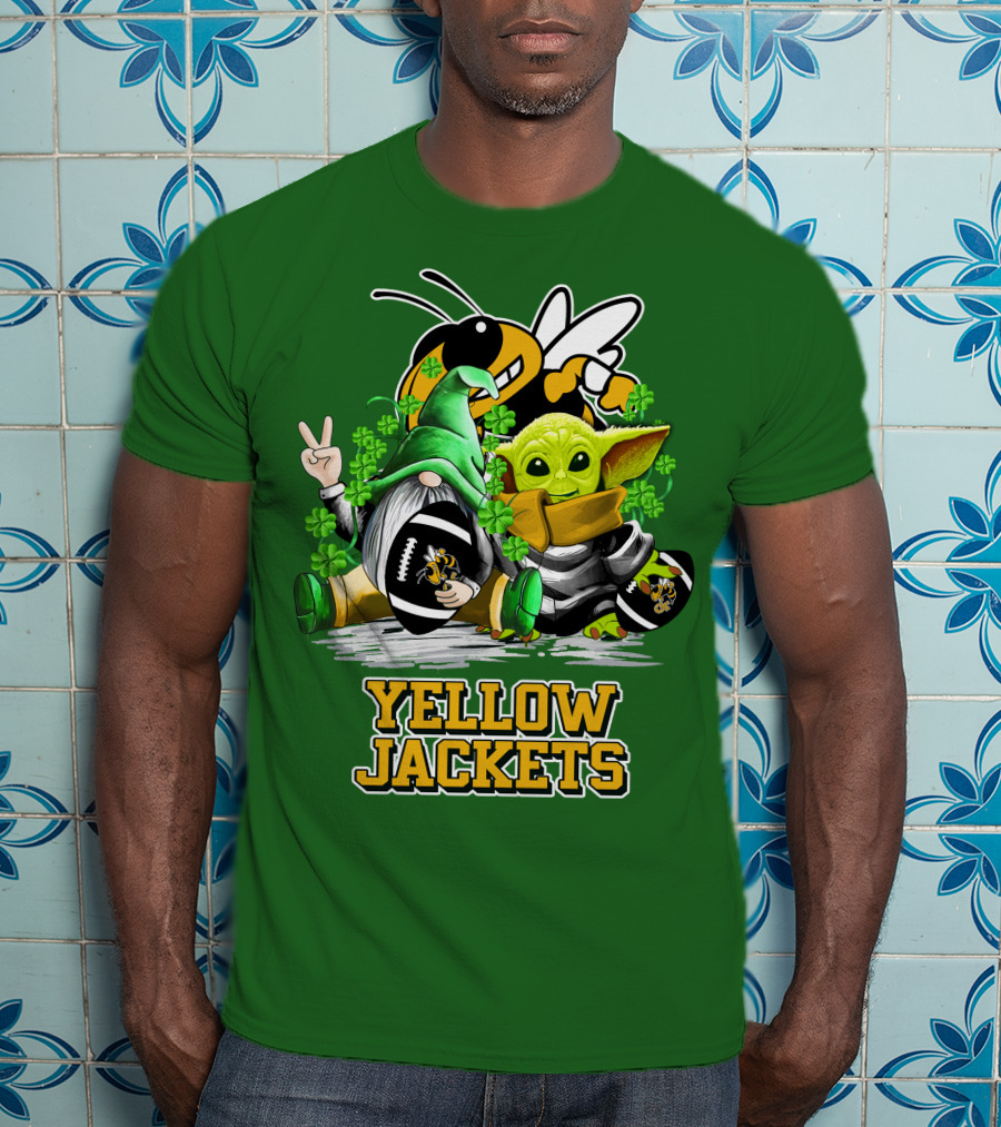 Georgia Tech Yellow Jackets St. Patrick’s Day Football Gnome And Green Baby Character T-Shirt