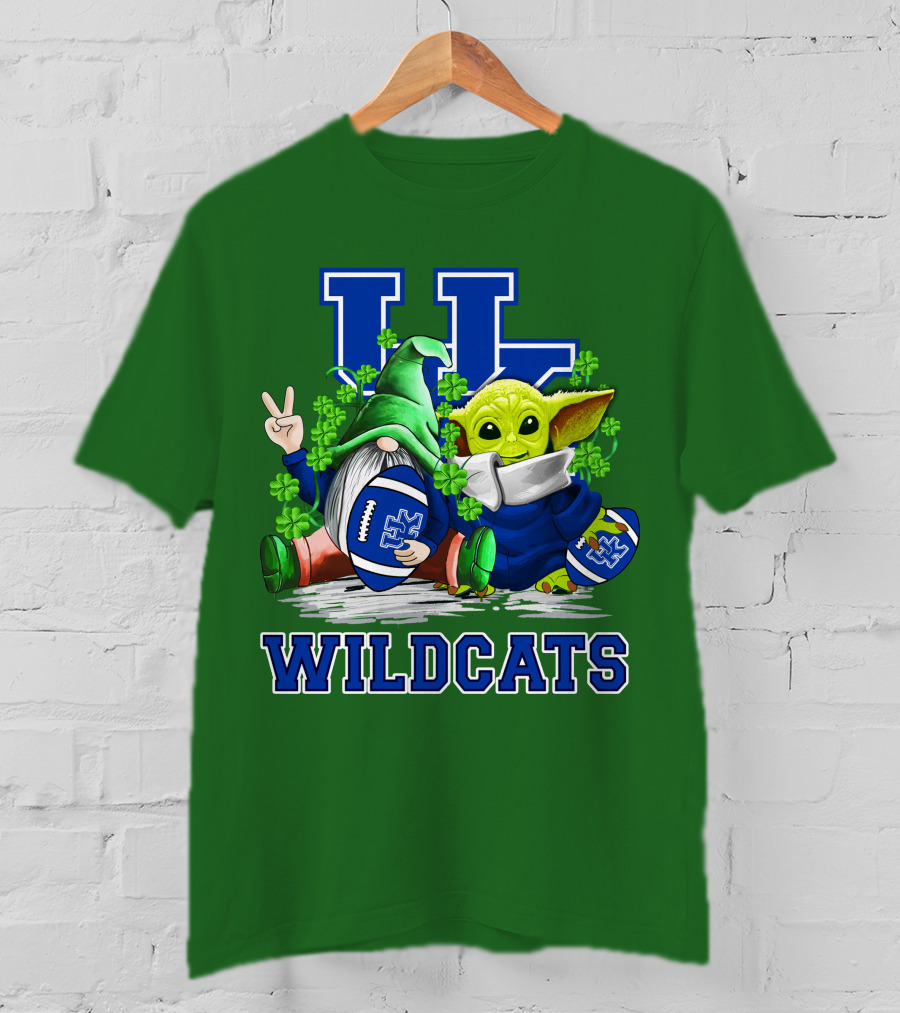 Kentucky Wildcats Football St. Patrick’s Day Shamrock Gnome And Green Alien T-Shirt