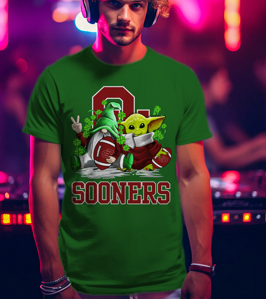 Oklahoma Sooners St. Patrick's Day Football Gnome And Alien T-Shirt