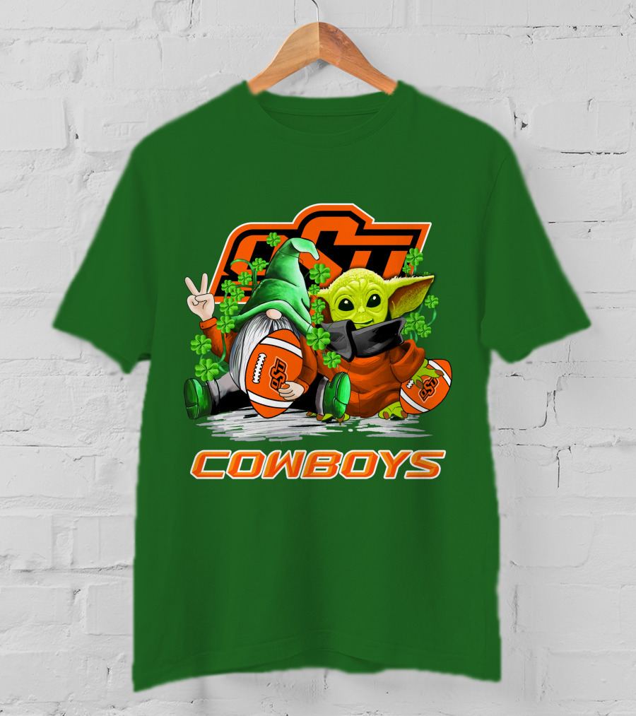 Oklahoma State Cowboys Football St. Patrick’s Day Yoda And Gnome T-Shirt