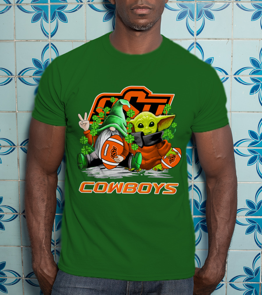 Oklahoma State Cowboys Football St. Patrick’s Day Yoda And Gnome T-Shirt