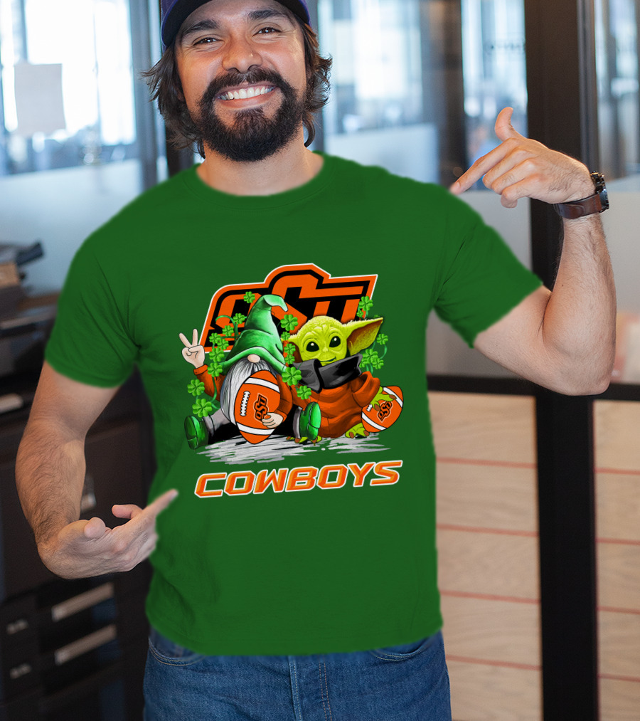 Oklahoma State Cowboys Football St. Patrick’s Day Yoda And Gnome T-Shirt