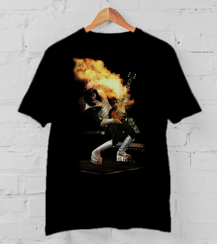 AF Live2 Spaceman Rock Guitar Flames T-Shirt
