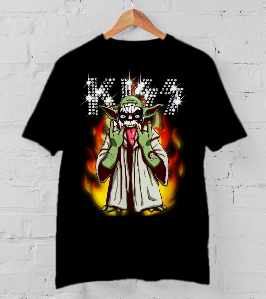 Yod1 Star Wars KISS Mashup With Flames T-Shirt