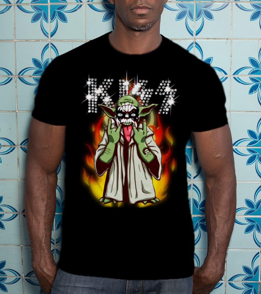 Yod1 Star Wars KISS Mashup With Flames T-Shirt