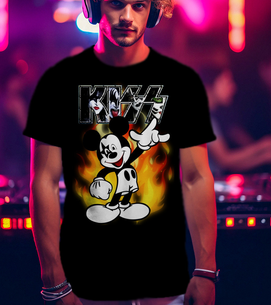 KISS Mickey Mouse Fire T-Shirt