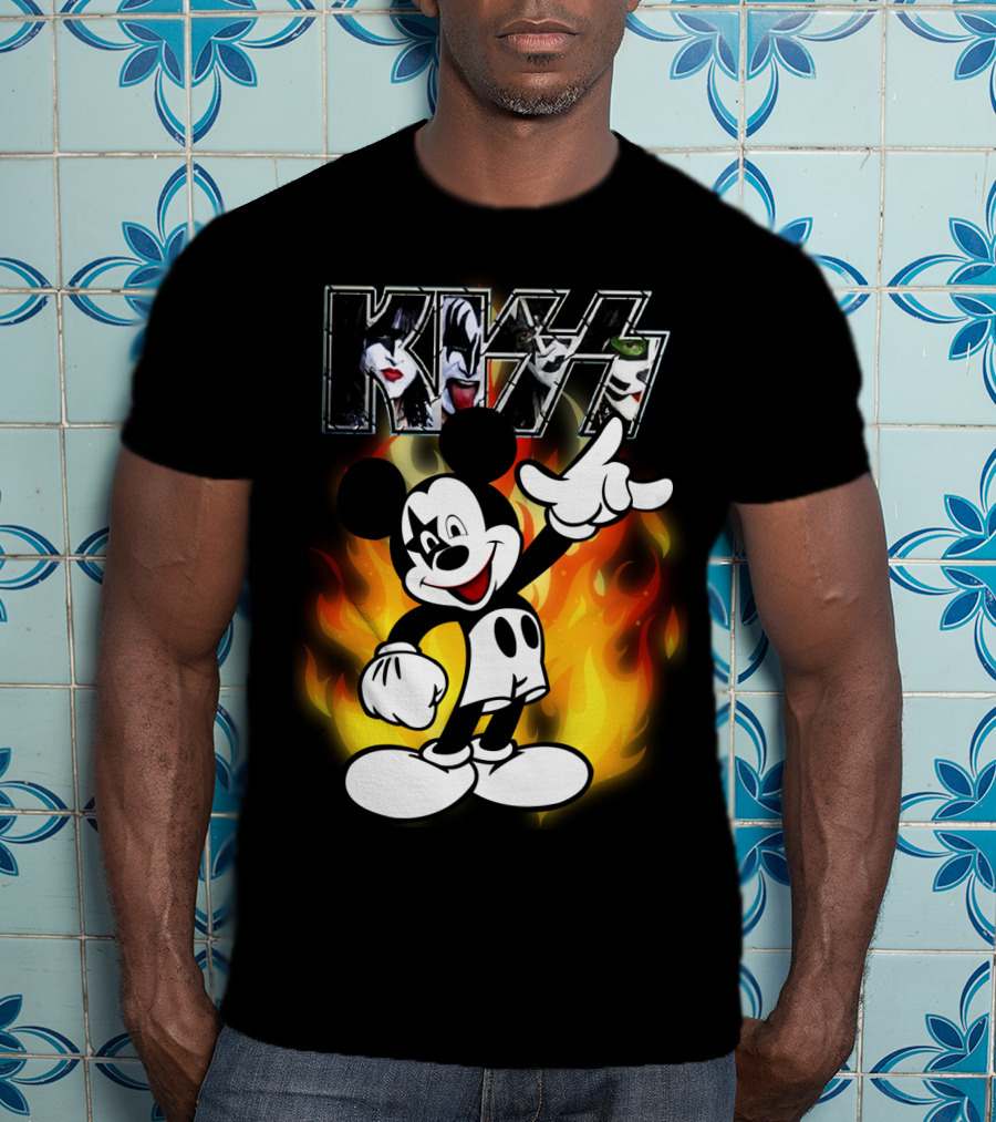 KISS Mickey Mouse Fire T-Shirt
