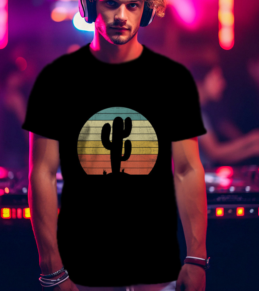 Retro Sunset Saguaro Cactus T-Shirt
