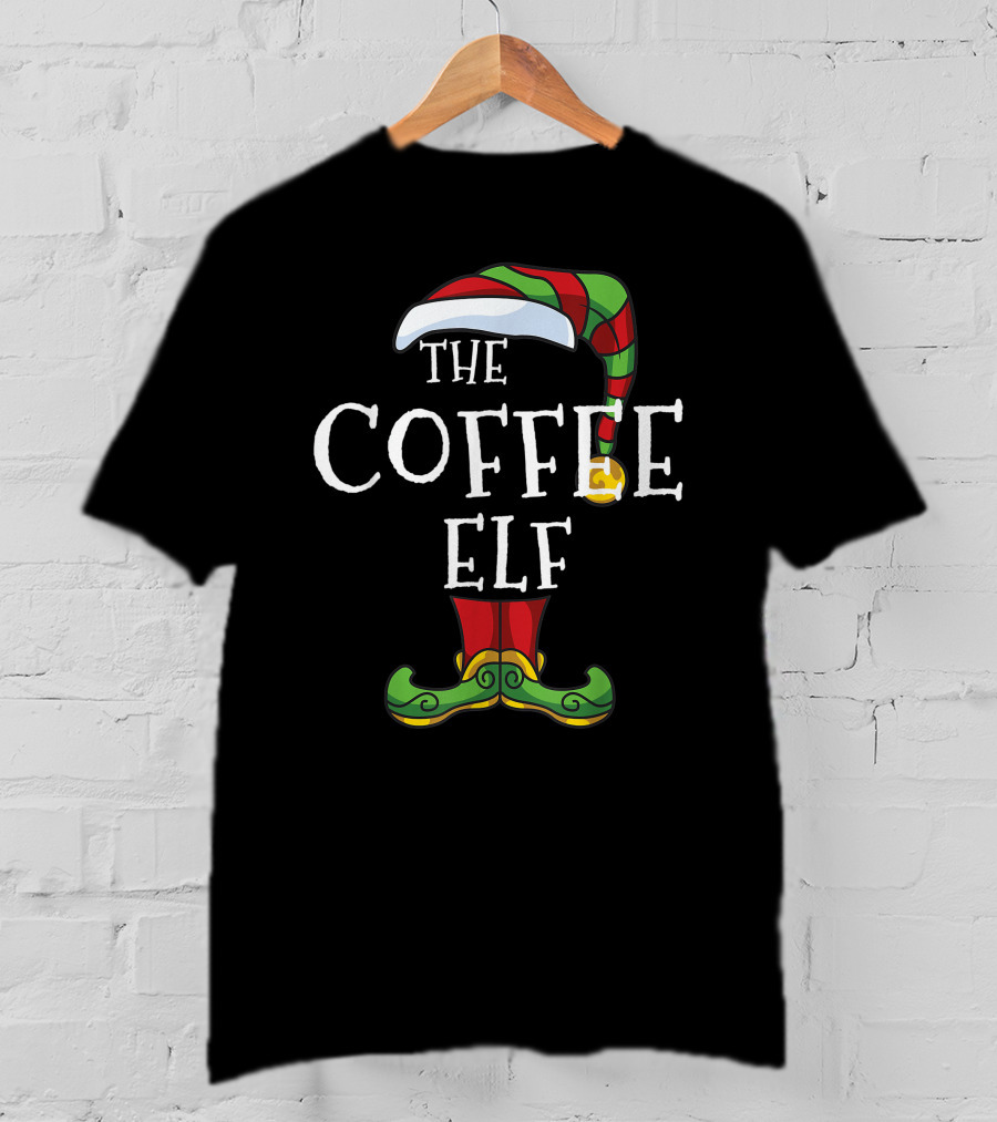 The Coffee Elf Christmas Holiday Family Pajama Party T-Shirt