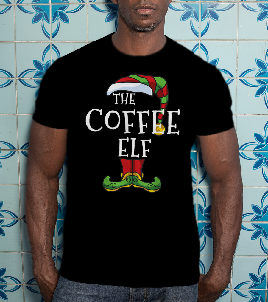 The Coffee Elf Christmas Holiday Family Pajama Party T-Shirt