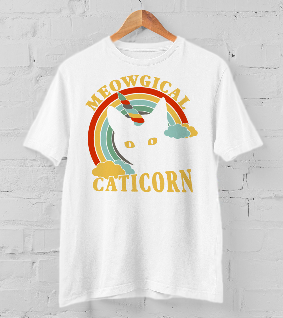 Meowgical Caticorn Rainbow Unicorn Cat T-Shirt