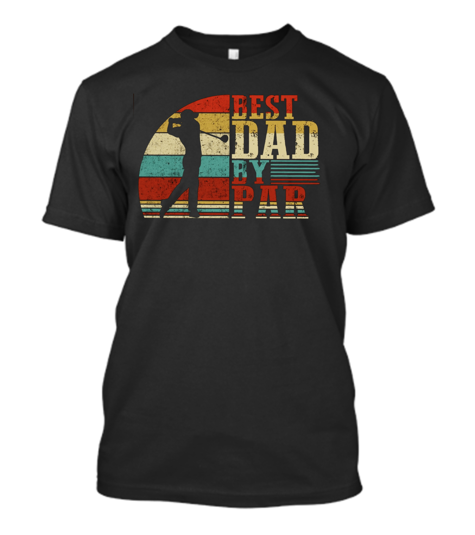 Best Dad By Par Vintage Golfer Stripes T-Shirt