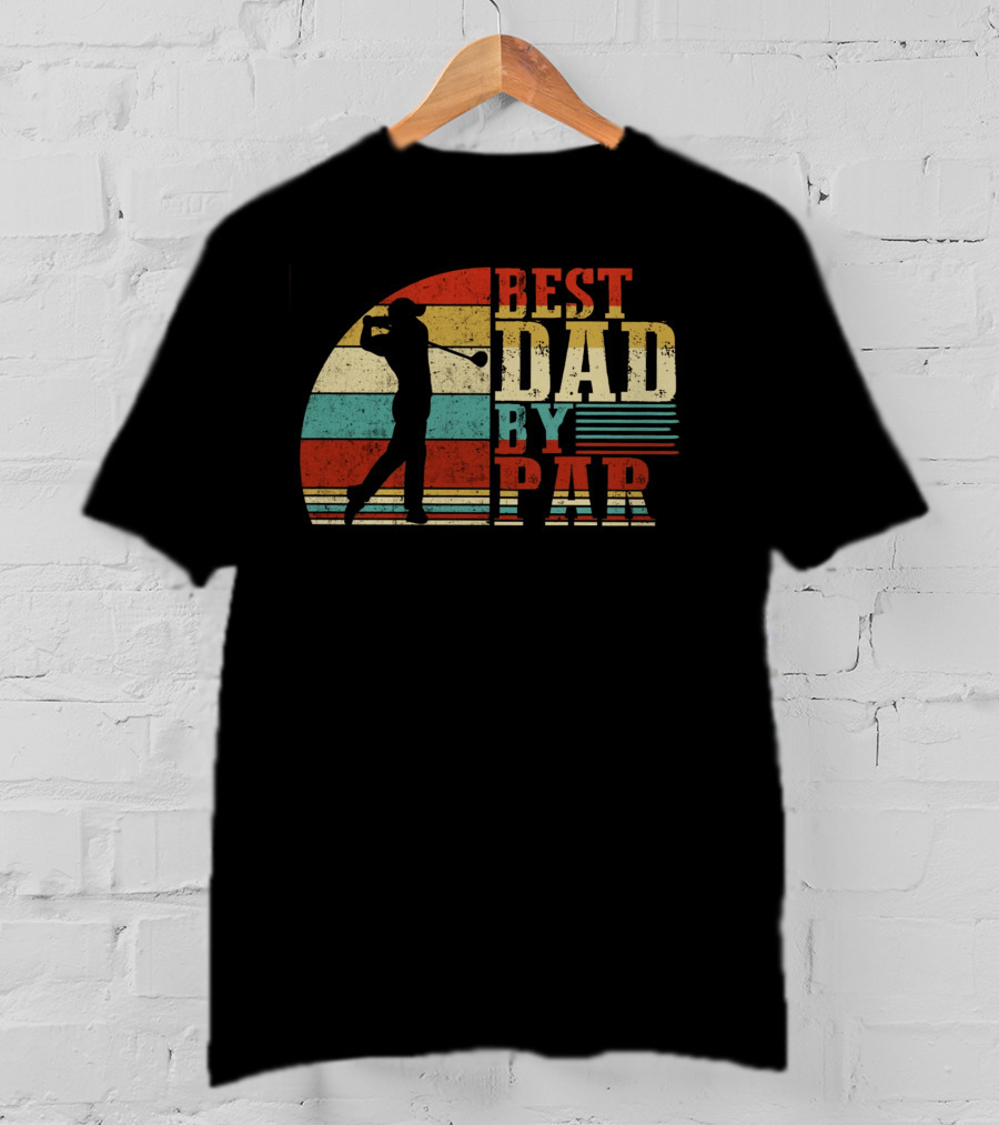 Best Dad By Par Vintage Golfer Stripes T-Shirt