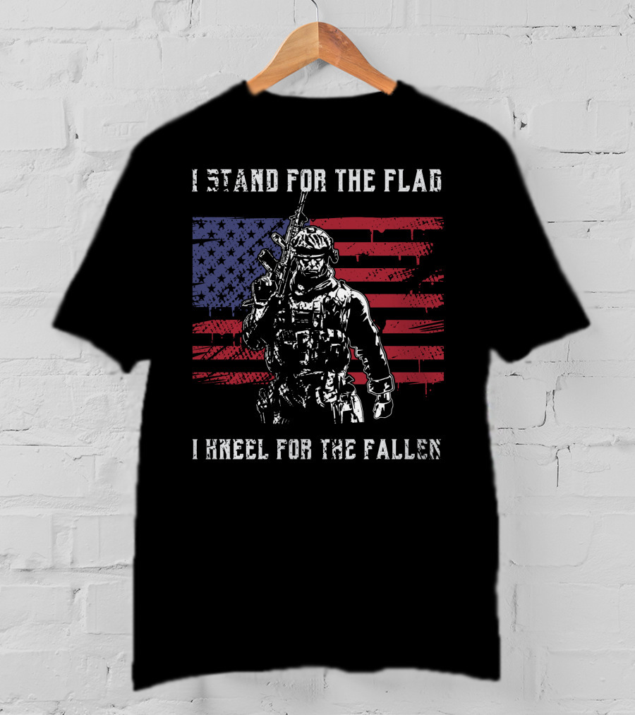 I Stand For The Flag Kneel For The Fallen American Flag Soldier Memorial Day T-Shirt