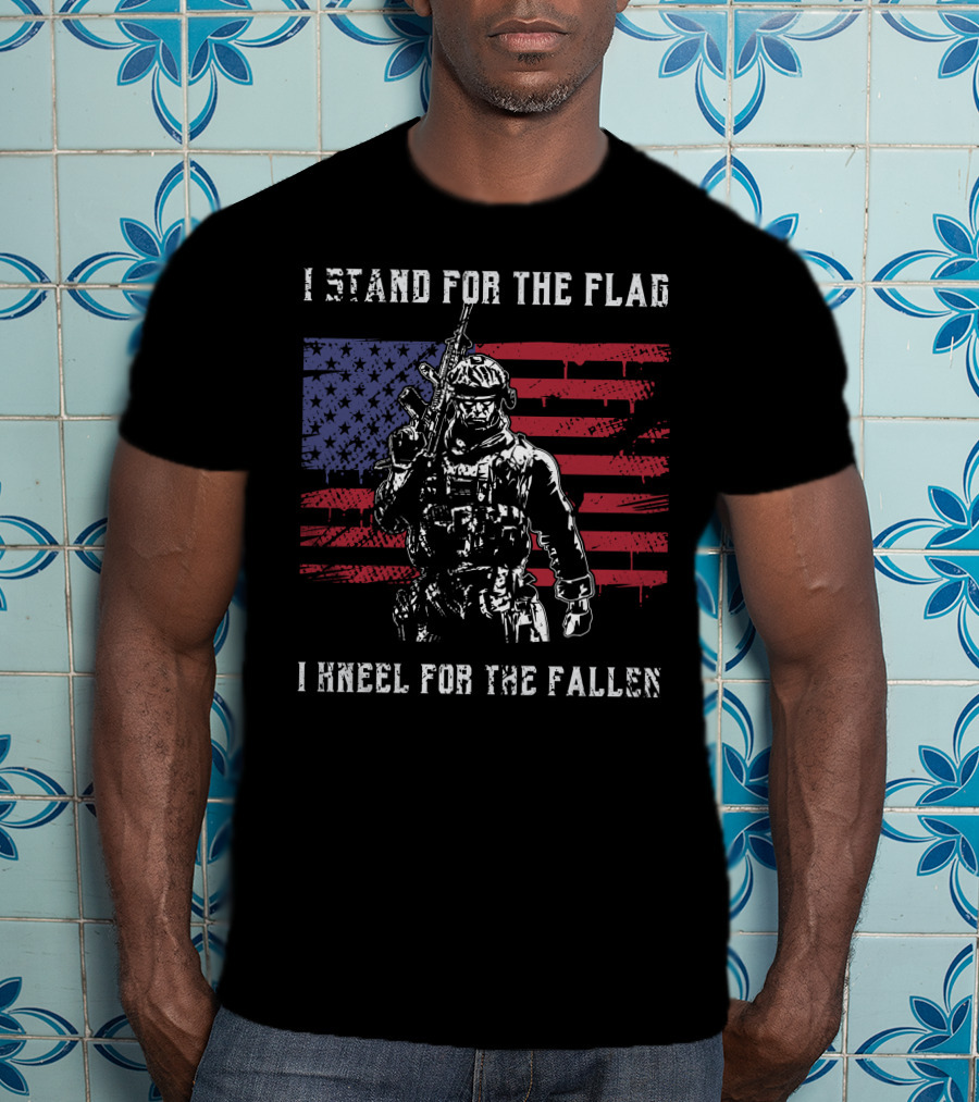 I Stand For The Flag Kneel For The Fallen American Flag Soldier Memorial Day T-Shirt