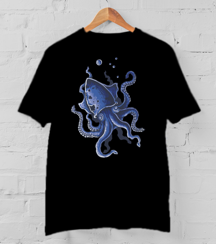 Octopus Ocean Blue Tentacles Deep Sea Mystery T-Shirt