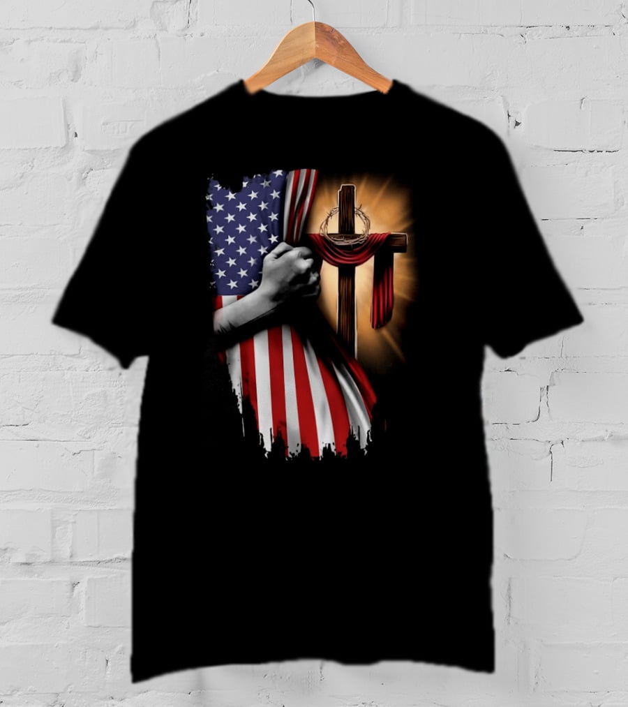 American Flag Cross Faith And Unity T-Shirt